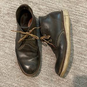 Red wings boots in charcoal, almost black 8.5 well-loved, but so much life left!